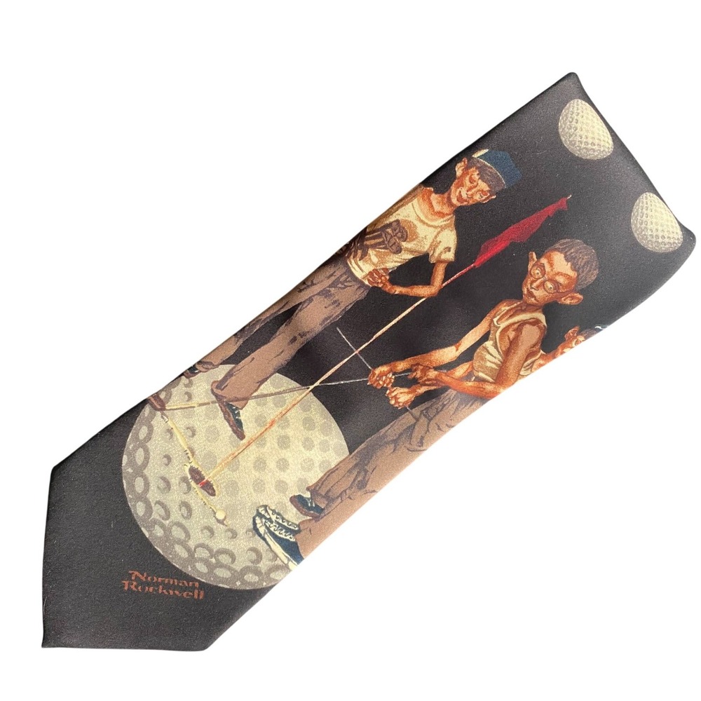 Brown &‎ Bigelow 1995 Tie Norman Rockwell Golf Vintage Novelty Nostalgic Art